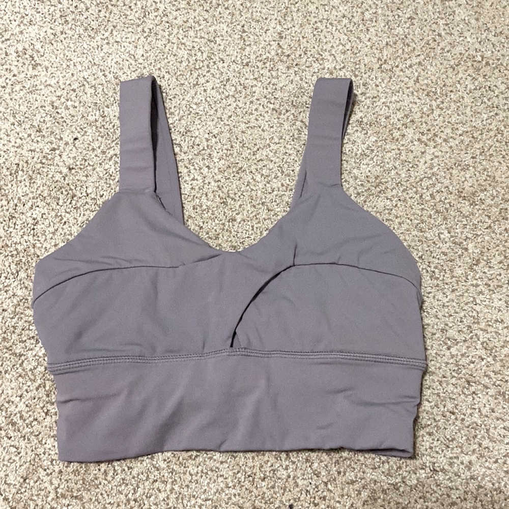 Purple/gray sports bra